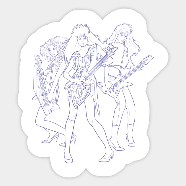 Jem's Misfit Band Sketch - Blue Sticker by Pickledjo